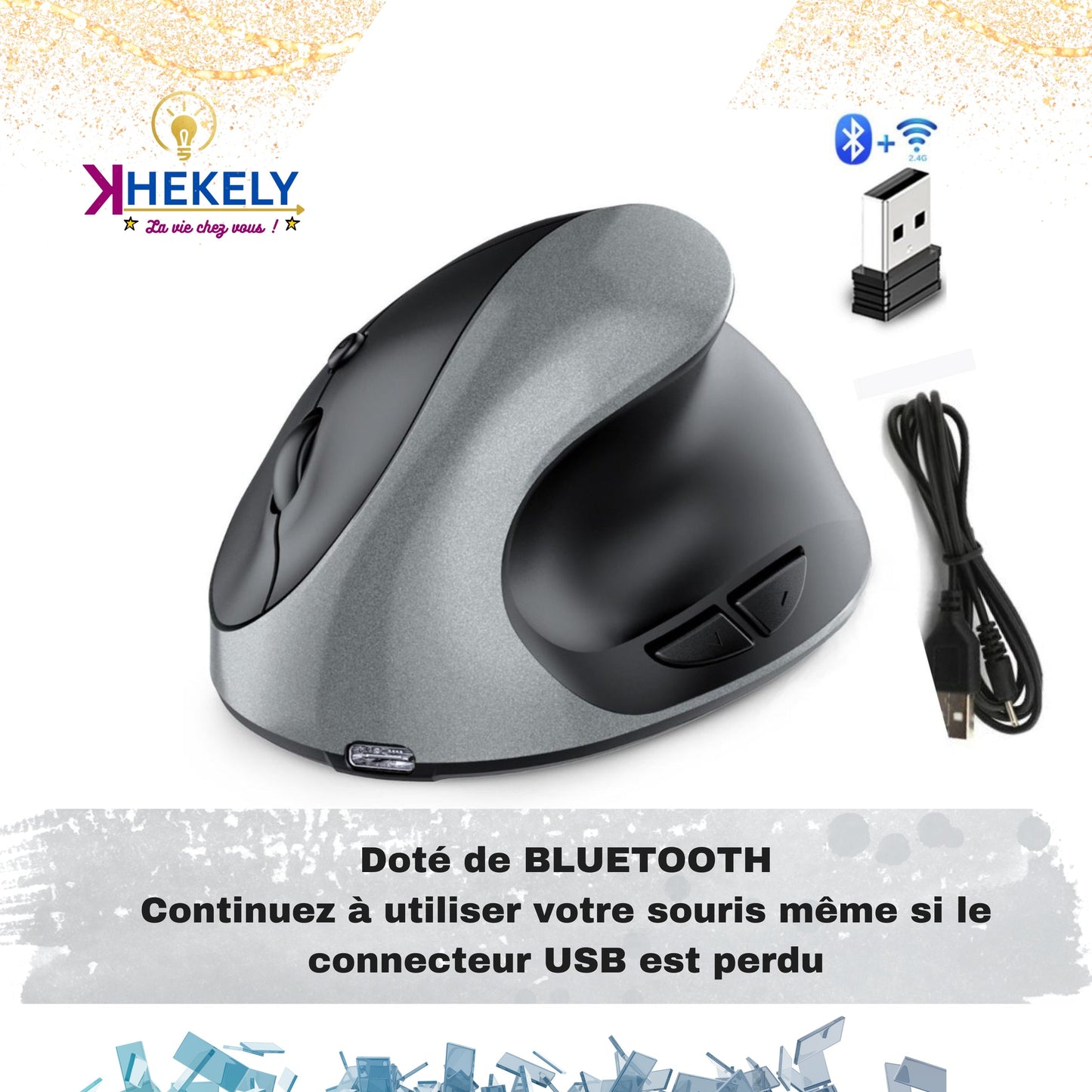 ⭐️⭐️⭐️⭐️⭐️ SOURIS ERGONOMIQUE SANS FIL, AVEC BLUEETOOTH, RECHARGEABLE DERNIÈRE GÉNÉRATION