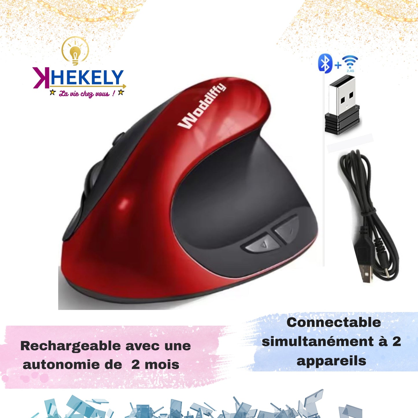 ⭐️⭐️⭐️⭐️⭐️ SOURIS ERGONOMIQUE SANS FIL, AVEC BLUEETOOTH, RECHARGEABLE DERNIÈRE GÉNÉRATION